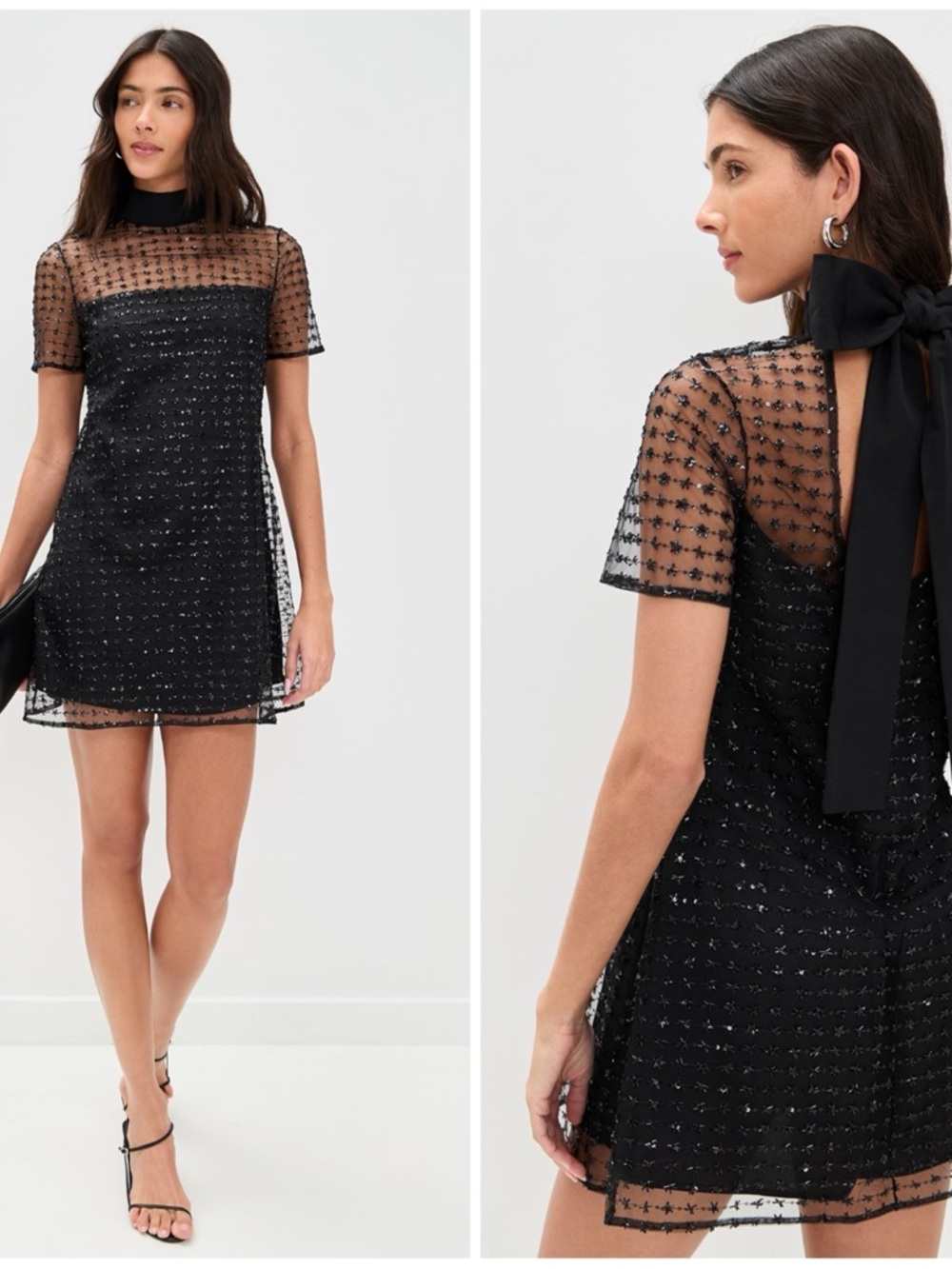NWT STAUD Ilana Mini Dress in Stardust Onyx Black Sequin Stars Size Small